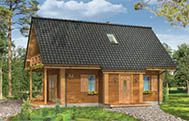 Projekt Domu drewnianego Sosenka 4 o konstrukcji szkieletowej z izolacją poliuretanową
